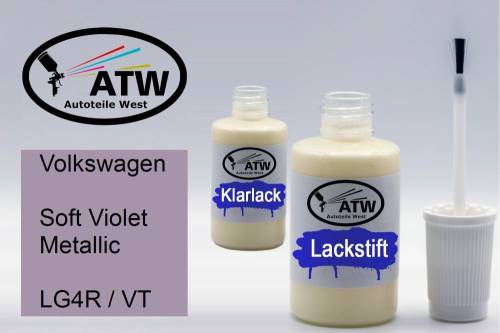 Volkswagen, Soft Violet Metallic, LG4R / VT: 20ml Lackstift + 20ml Klarlack - Set, von ATW Autoteile West.